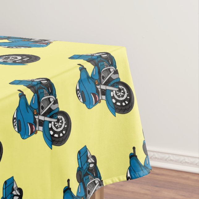 Nappe Caricature joyeux bleu moto (In Situ)