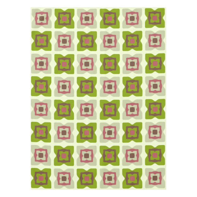 Nappe Carré moderne du milieu du siècle Vert Motif (Devant)