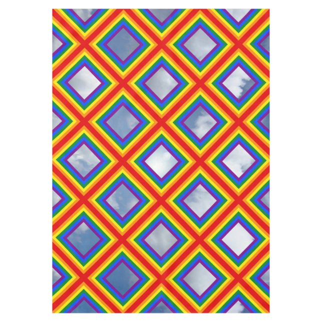 Nappe Carré Stripes Frame Arc en ciel + vos images (Devant)