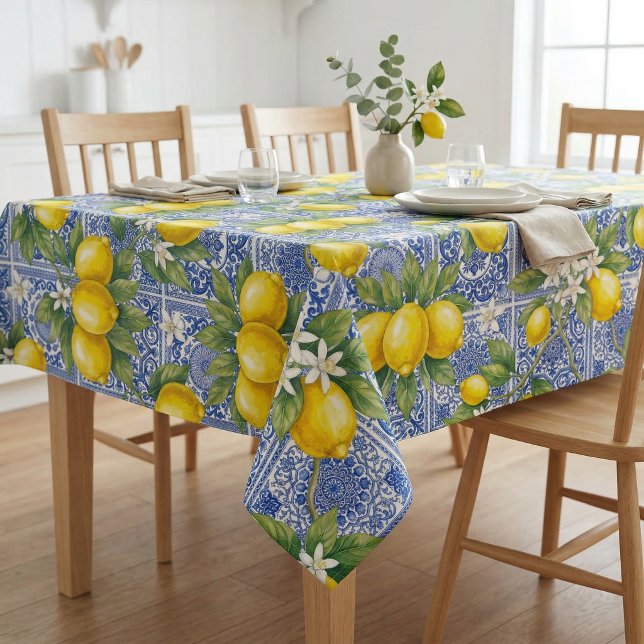 Nappe Carreau de style aquarelle français bleu citron  (Créateur téléchargé)