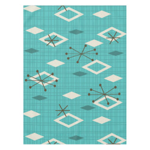 Nappe Carreau du milieu du siècle Starbursts Turquoise