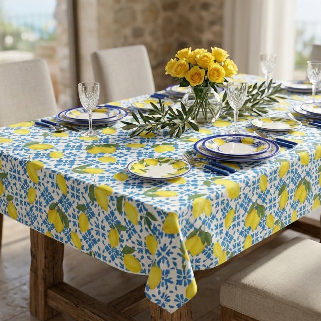Nappe Carreau jaune citron aquarelle bleu (Créateur téléchargé)
