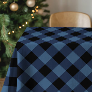 Nappe Carreaux de buffle noir et bleu rustiques