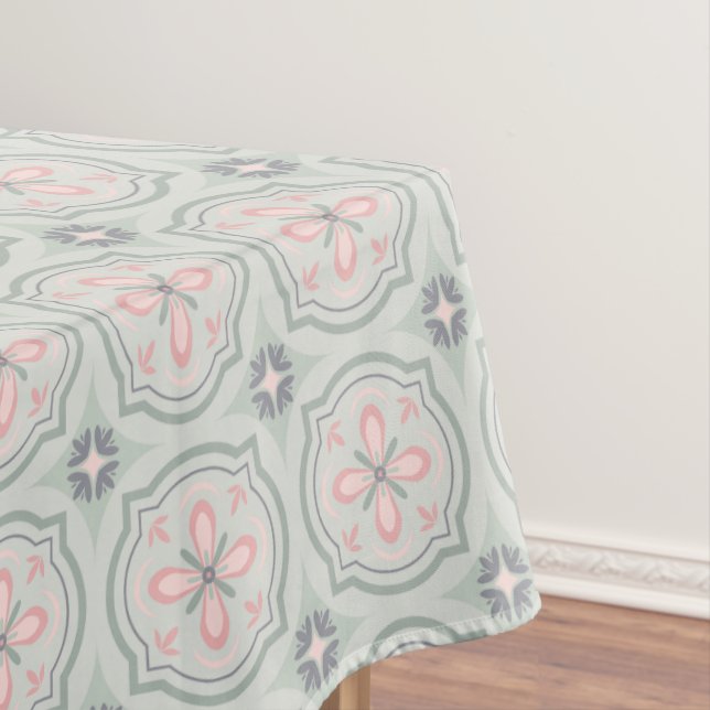 Nappe Carreaux Floraux Pastel Verts (In Situ)