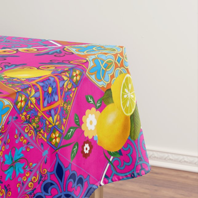 Nappe Carreaux, mosaïque, azulejo, citrons, agrumes, maj (In Situ)