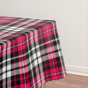 Nappe Carreaux Tartan Rose Noir Blanc