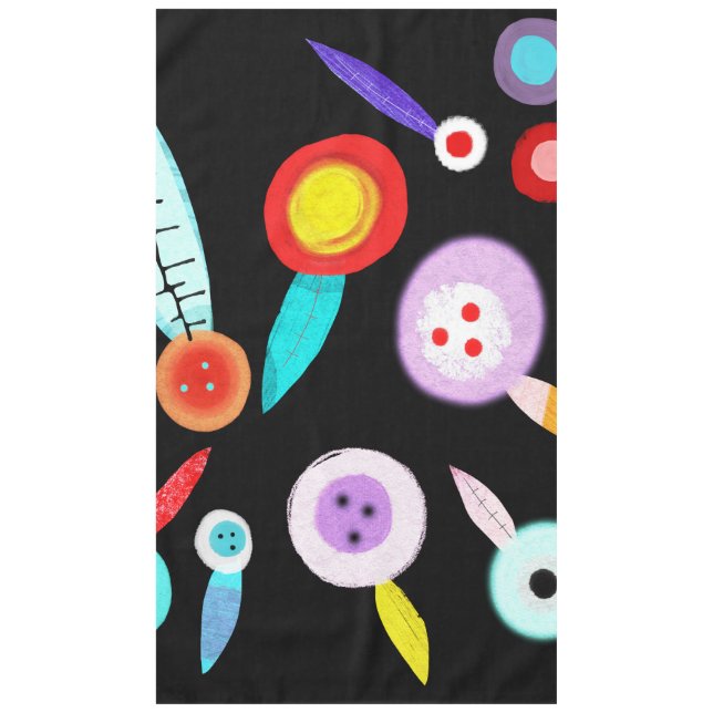 Nappe Carrée Designer Fleurs Noires (Devant)