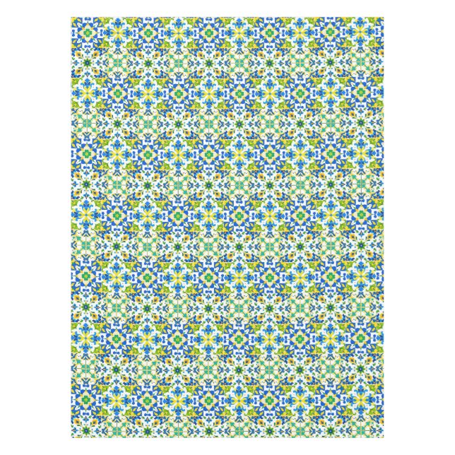 Nappe Carrelage espagnol jaune et bleu (Devant)
