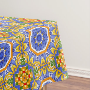 Nappe Carrelage méditerranéen, majolica, Sicilienne,
