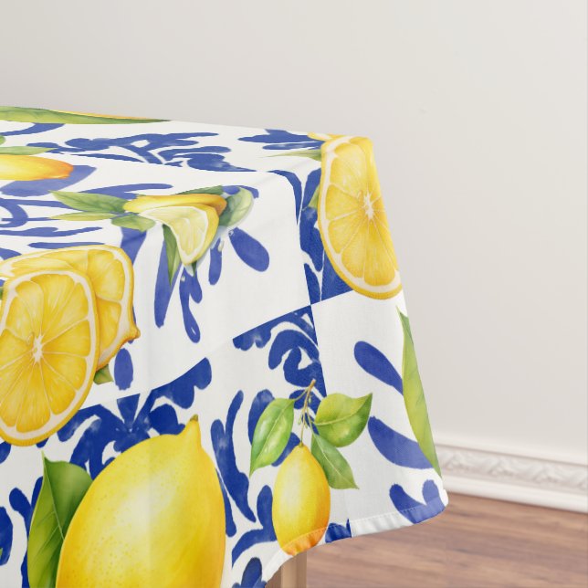 Nappe Carrelage Motif Citron Bleu Blanc Méditerranéen (In Situ)
