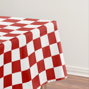 Nappe Carrés à damier rouge blanc géométrique rétro