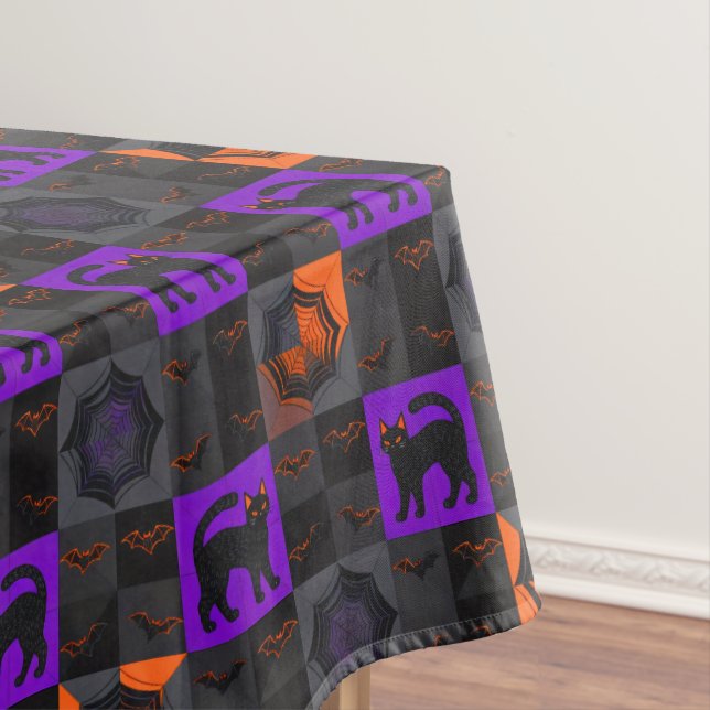 Nappe Carrés de chat noir Halloween (In Situ)