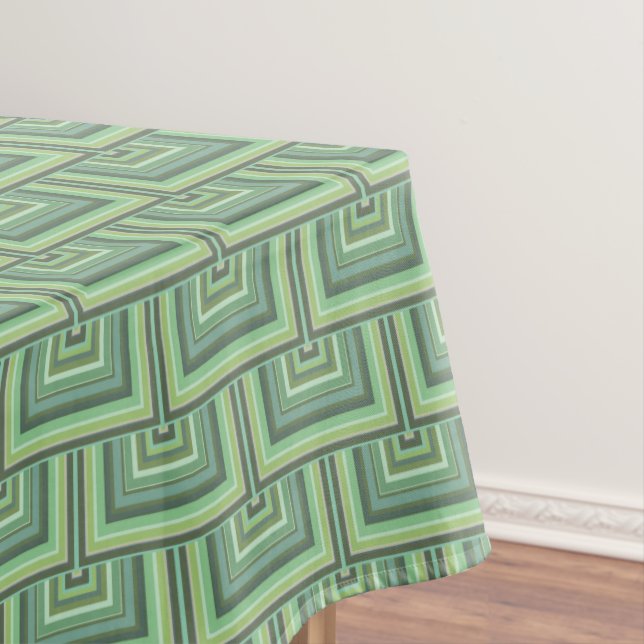Nappe Carrés écailles vert olive motif (In Situ)