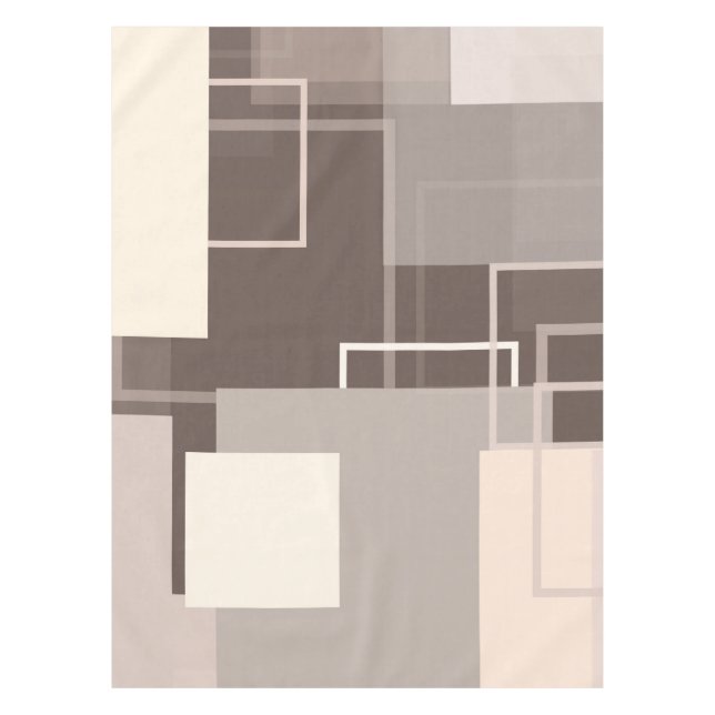 Nappe Carrés géométriques - Chocolat et crème (Devant)