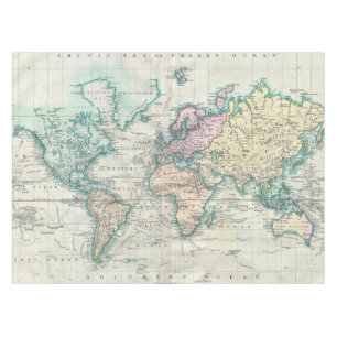 Nappe Carte vintage du monde (1801)