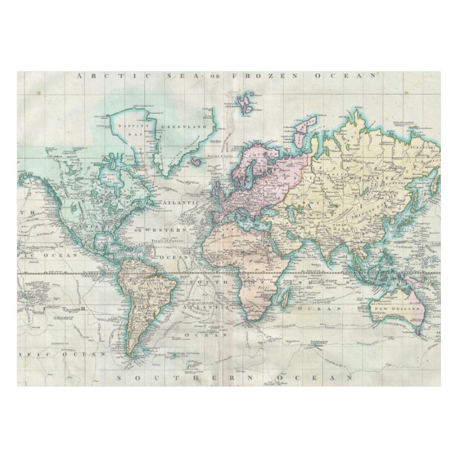 Nappe Carte vintage du monde (1801) (Devant (Horizontal))