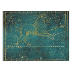 Nappe Carte vintage illustrée de la constellation du Lio