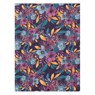 Nappe Cas de Burgundy Navy Mustard Watercolor Flowers