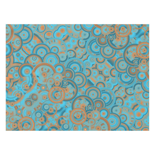 Nappe Cercle Concentré Dégradé Orange Rust Turquoise (Devant (Horizontal))