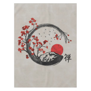 Nappe Cercle d'Enso de zen et branches de Sakura