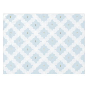 Nappe Cercles blancs Croix d'or Baptême chrétien