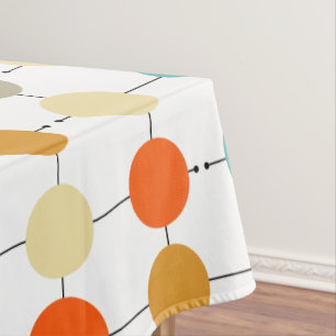 Nappe Cercles de crème orange turquoise mi-siècle rétro