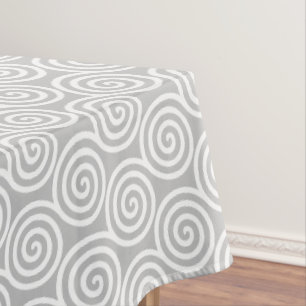 Nappe Cercles de spirale abstraits en gris clair et blan