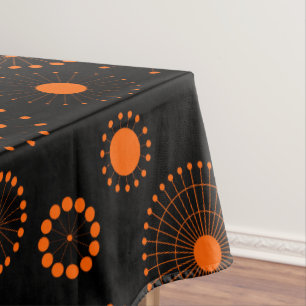 Nappe Cercles d'Halloween orange sur le noir
