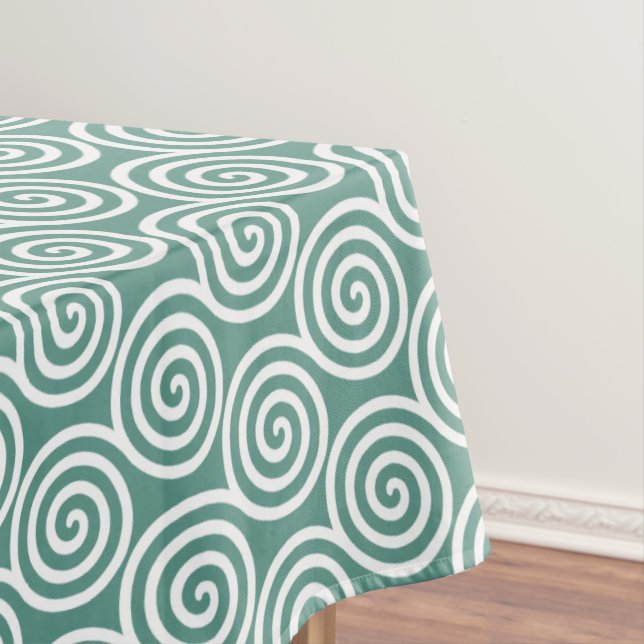 Nappe Cercles en spirale abstraits en sarcelle clair et  (In Situ)