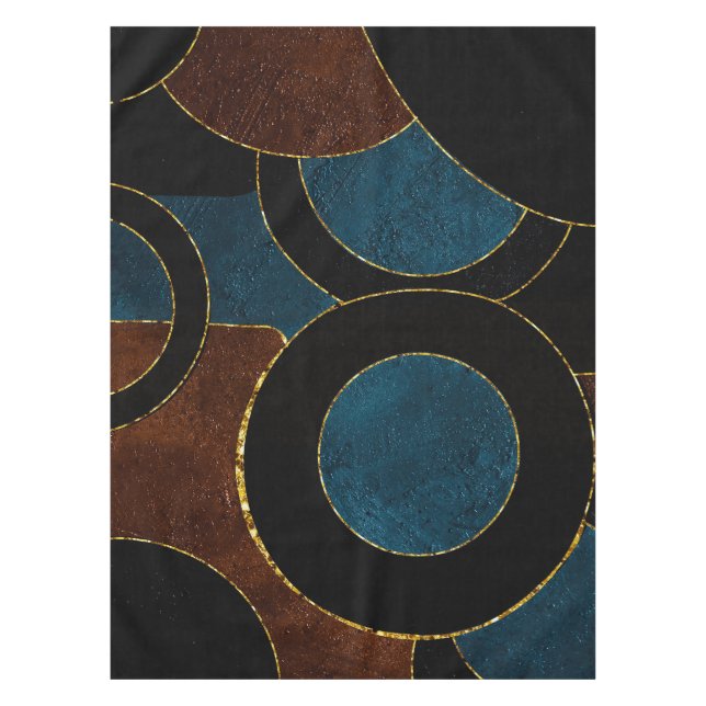 Nappe Cercles Géométriques Abstraits Paillettes Or Feuil (Devant)