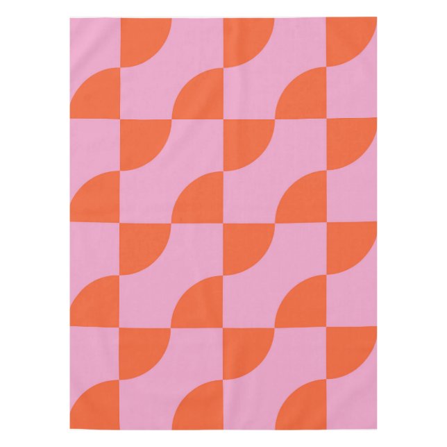 Nappe Cercles Semi Abstraits Orange Milieu de Siècle sur (Devant)
