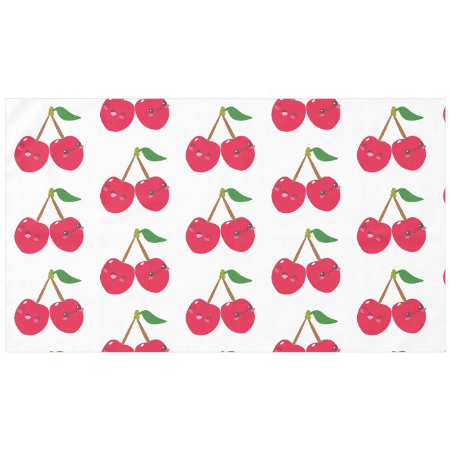 Nappe Cerise Fruit Kawaii Souriant Heureux (Devant (Horizontal))