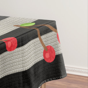 Nappe Cerise Rayures Noir & Blanc Moderne