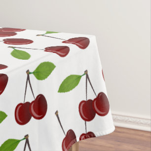 Nappe Cerise Rouge, Motif De Cerises, Feuilles, Fruits