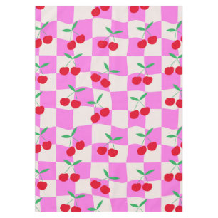 Nappe Cerises à carreaux sur des damiers roses tordus