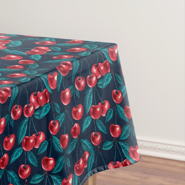 Nappe Cerises rouges sur bleu foncé (In Situ)