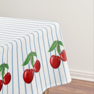 Nappe Cerises rouges sur Bleu Motif graphique
