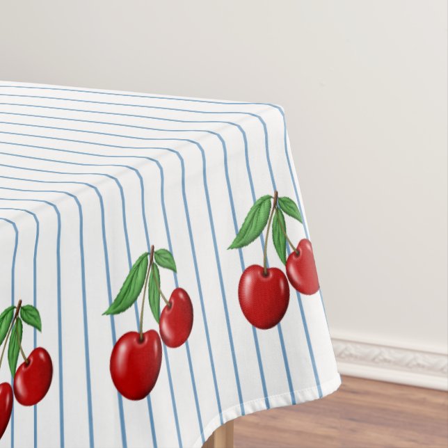 Nappe Cerises rouges sur Bleu Motif graphique (In Situ)
