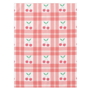 Nappe Cerises sur motif carreaux rouge à gingham
