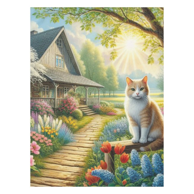 Nappe Chalet de printemps/jardin & chat (Devant)