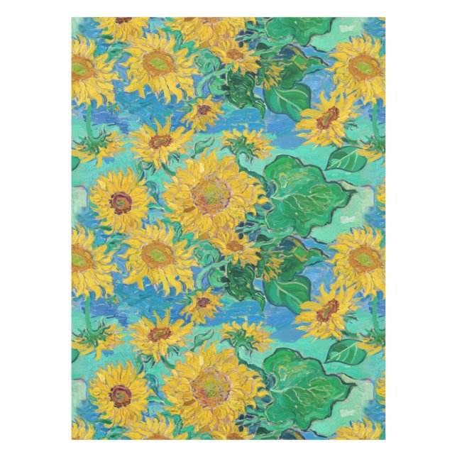 Nappe Champ de tournesols Rouge Orange Jaune Bleu Van Go (Devant)