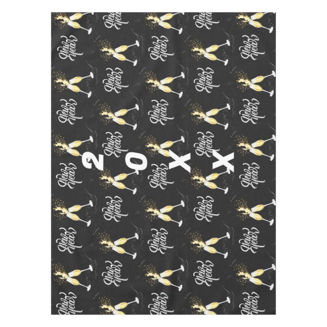 Nappe Champagne Gold Black Verre Confetti Moderne Ta (Devant)