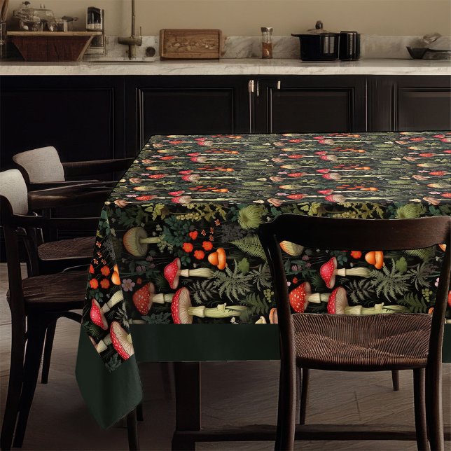 Nappe Champignons Milieu du Siècle Élégance Rustiq (Mid-Century Mushroom Tablecloth Rustic Elegance)