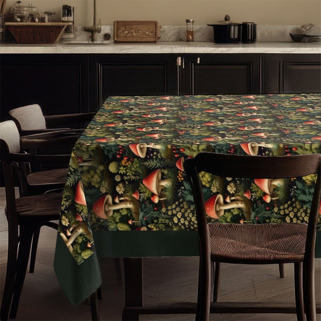 Nappe Champignons Vintage Style Forestier Terreux (Cottagecore Mushroom Tablecloth Rustic Nature Vibe)