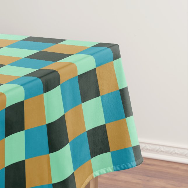 Nappe Charbon Ochre Turquoise Vert Bleu Plaid (In Situ)