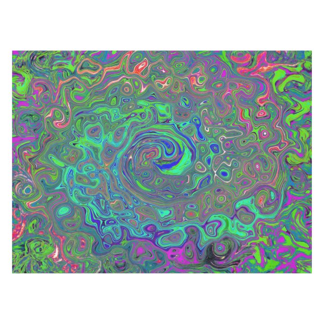 Nappe Chartreuse et bleu rétro liquide tourbillonnant ps (Devant (Horizontal))