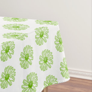 Nappe Chartreuse Green Daisy Print, Hippie Flower Print
