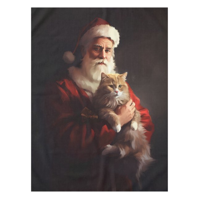 Nappe Chat angora turc Père Noël Fête de Noël  (Devant)