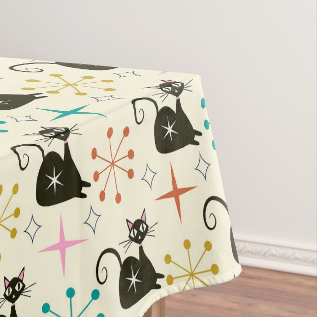 Nappe Chat atomique noir du milieu du siècle avec Starbu (In Situ)