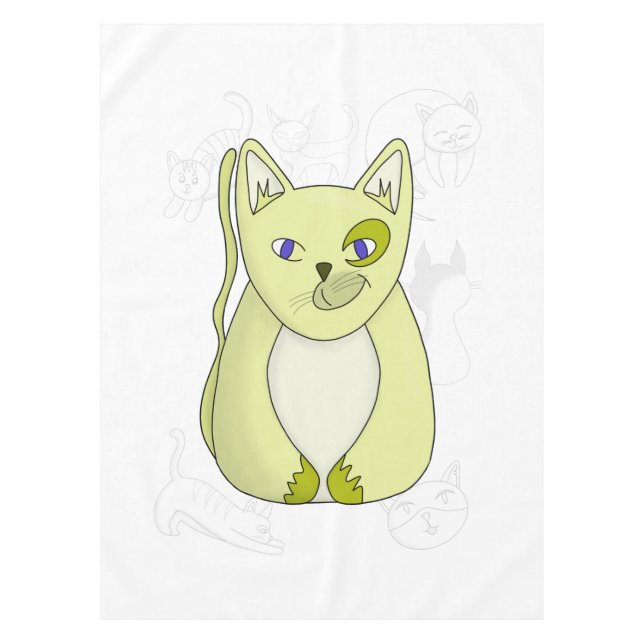 Nappe Chat Jaune avec Couvercle Duvet souriant (Devant)